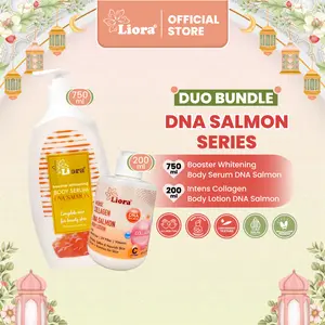 [Bundle Hemat 2 Pcs] LIORA Booster Whitening Body Serum DNA Salmon 750ml + Liora Body Lotion Intens collagen Dna Salmon 200ml | Paket DNA Series membantu Mencerahkan kulit kusam, Menutrisi dan Melembabkan Kulit Kering dengan 4x UV filter