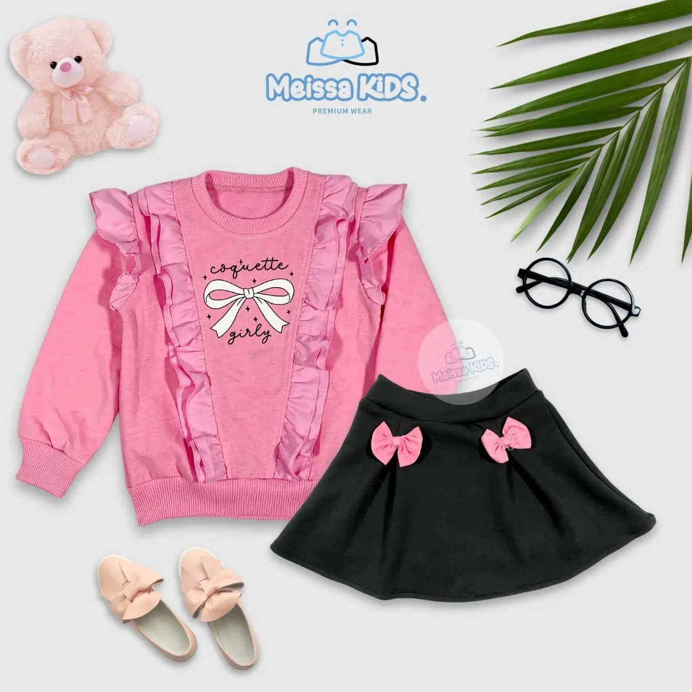 Meissa Setelan Rok Anak Pita Terbaru Flece Premium Baju Anak Perempuan