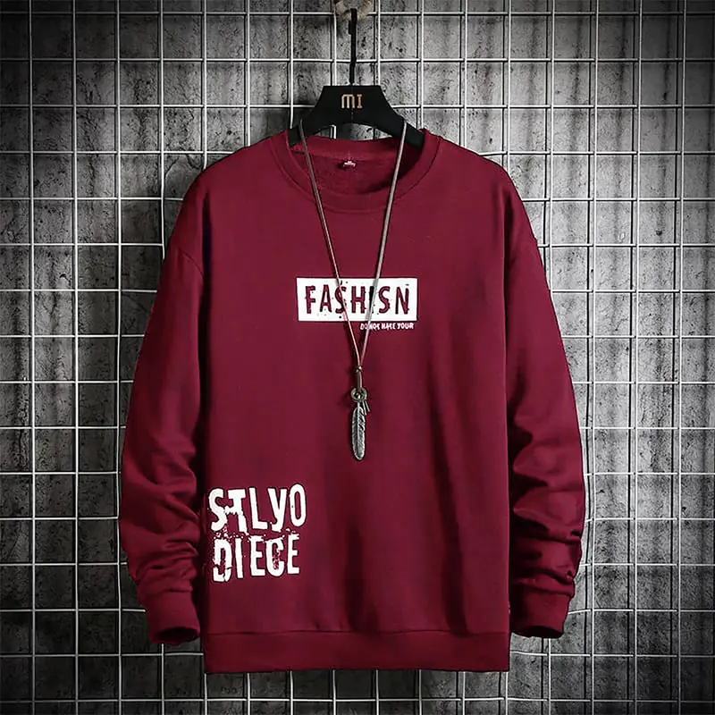 Baju lengan panjang  L,XL,XXL kaos disto t-shirt bandung terlaris fashion pria FANDY Fit Motif Sablon Distro Hoodie Oblong 0