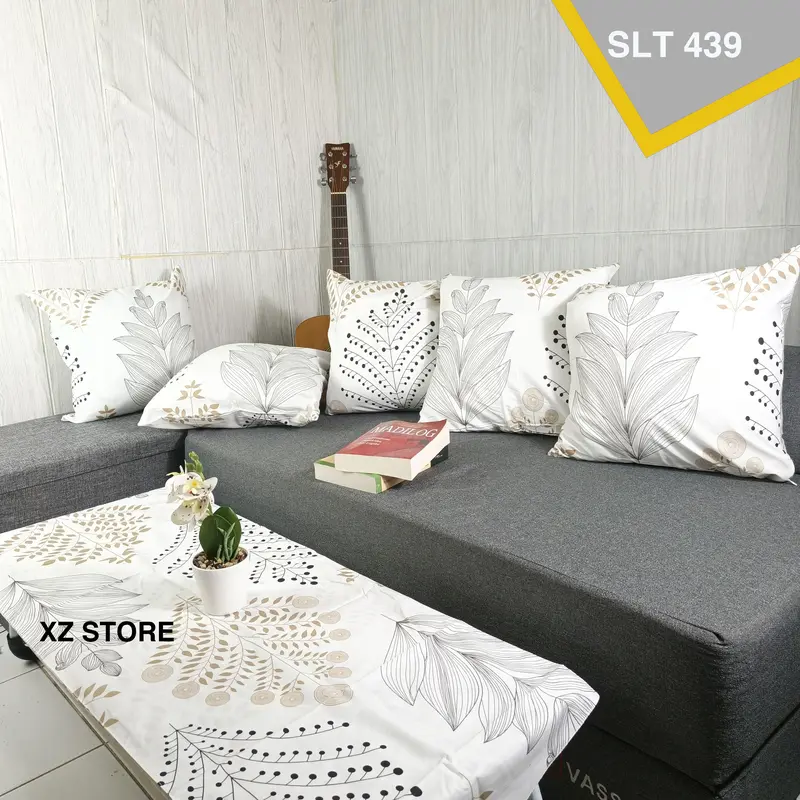 Paket Hemat  Sarung Bantal Sofa Ukuran 40 + Taplak Meja Kain Lembut Katun Resleting 4