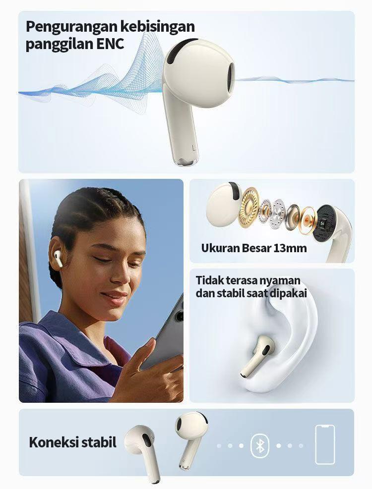 Lenovo thinkplus New Air Pro Earphone Bluetooth Nirkabel Sejati Headphone Suara HiFi Latensi Rendah Pengurangan Kebisingan Earbud untuk iPhone Android