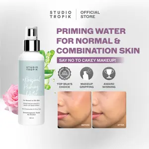 STUDIO TROPIK Original Priming Water | Primer Face Mist Spray Rekomendasi MUA | Makeup Complexion | Kulit normal kombinasi | Dengan Aloe vera dan Rose Water| Finish Soft Matte