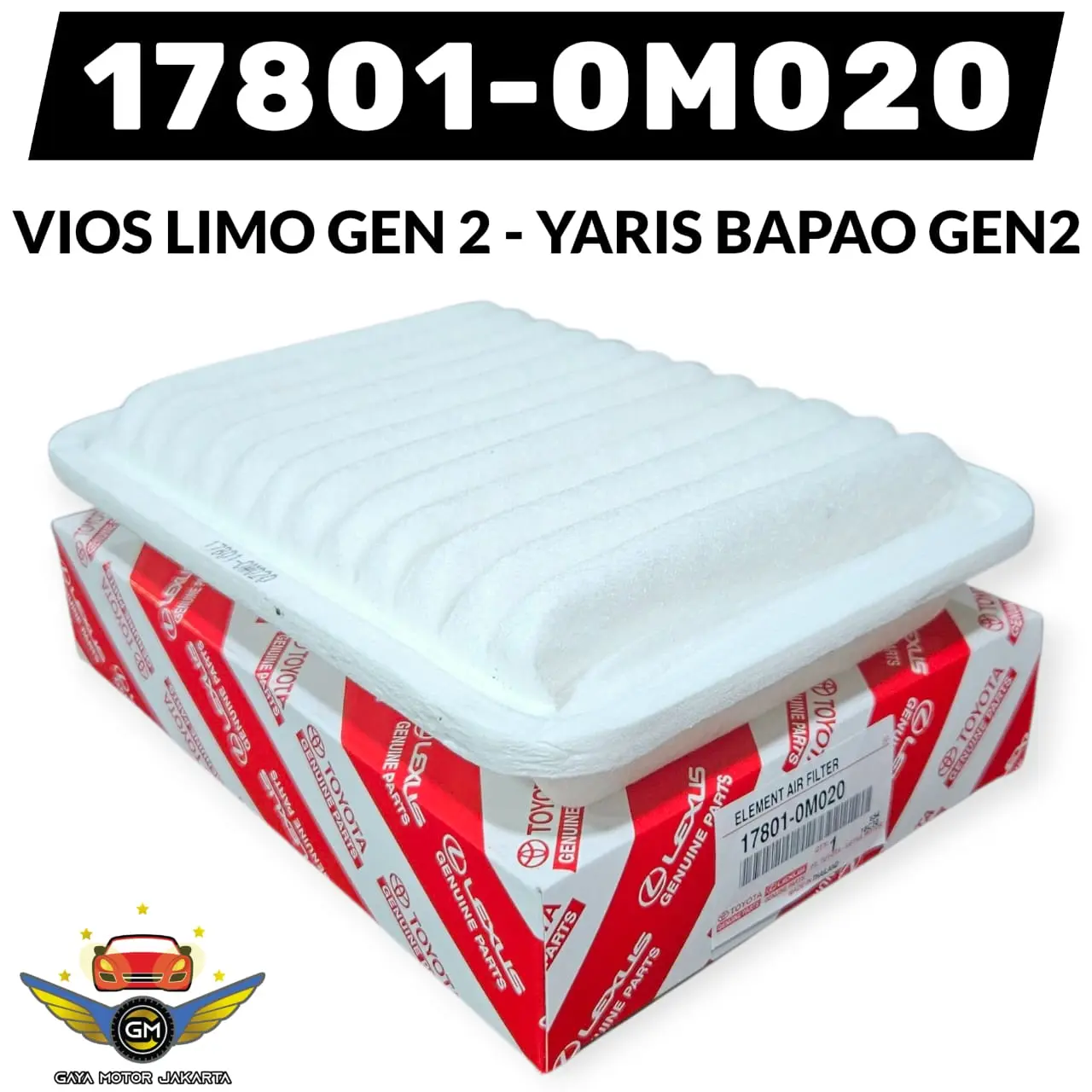 Filter Udara Toyota New Vios Limo - Yaris - Yaris Bapao Gen 2 - Altis - Noah - Wish 17801-0M020