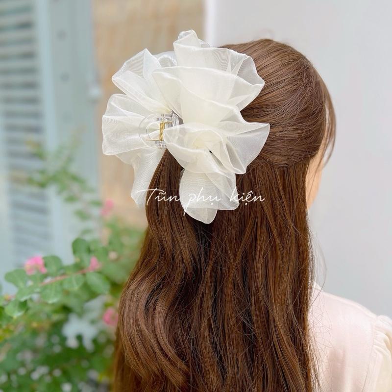 (Kẹp dọc 11-13cm) PHOM SIÊU TO Kẹp nơ bồng bềnh xinh xắn - Hàng thiết kế của Tũn Women