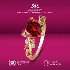 OS1-R161 Cincin Wanita Cranberry Jewelry Premium Lapis Emas 18k Anti Luntur Anti Berubah Warna Garansi 1 Tahun Resmi Size Adjustable Kualitas Grade Terbaru Aksesoris Perhiasan Cincin Nikah Permata VVS1 Elegan COD