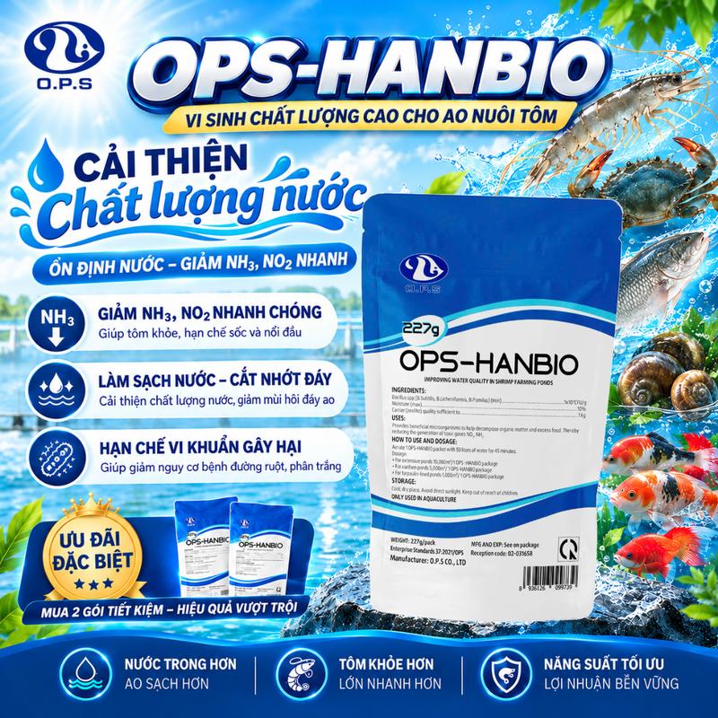 [ 1 GÓI ] - [COMBO 2 GÓI] -OPS HAN BIO 227 Gram  - Cải Thiện Chất Lượng Nước Ao Nuôi Tôm.