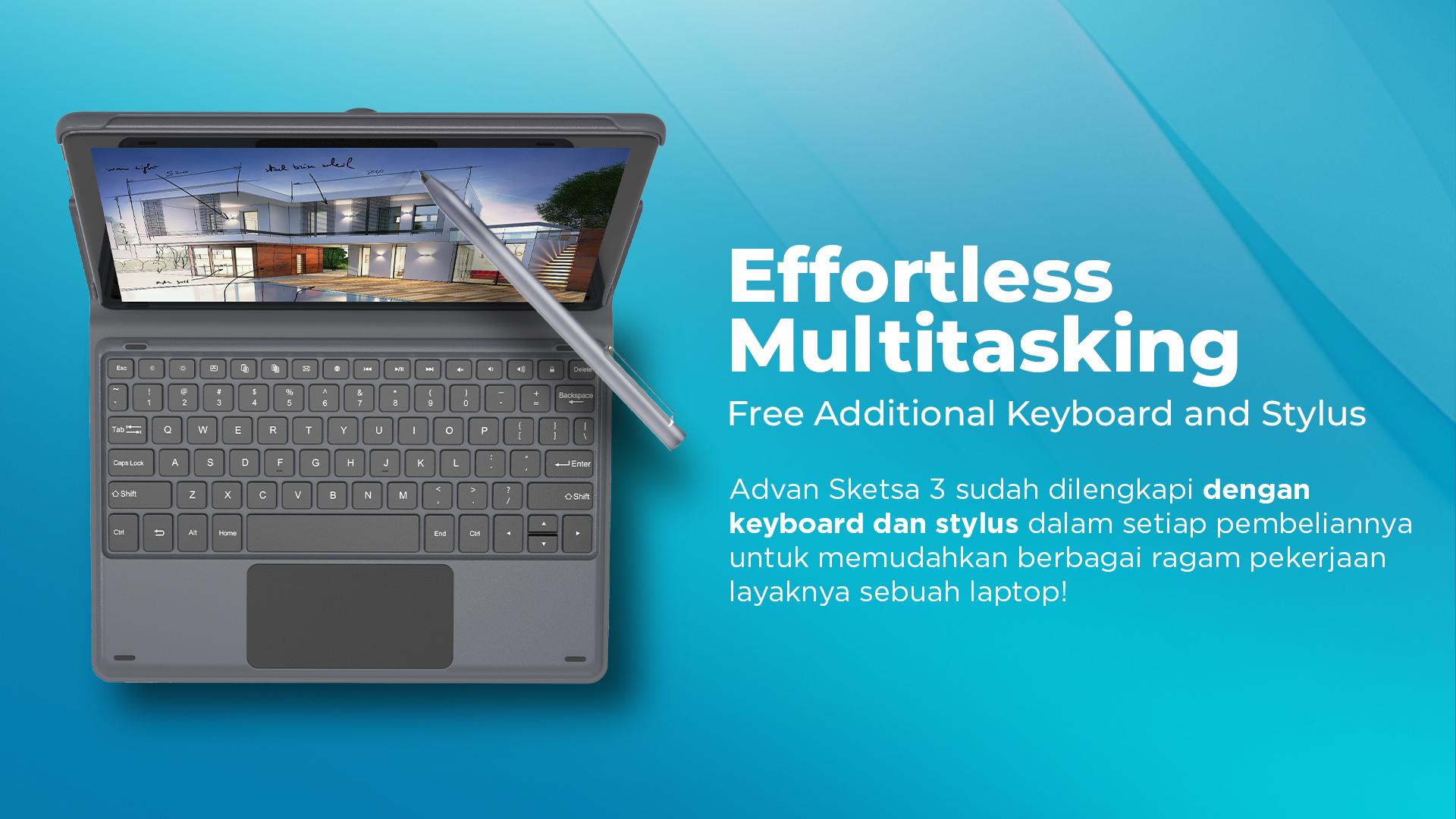 (FREE KEYBOARD + STYLUS PEN) ADVAN Tablet Sketsa 3 6GB/128GB 10.1” Inci HD IPS Dual SIM Card 4G LTE WiFi Bluetooth Tiger T606 Android