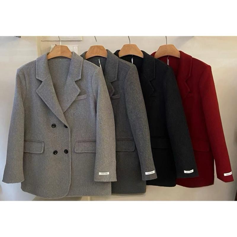 Dạ8 - Áo Khoác Dạ Lông Cừu Dáng Ngắn, Áo Khoác Blazer Dáng Ngắn Mùa Đông Chất Liệu Dạ Lông Cừu QC From Suông Rộng