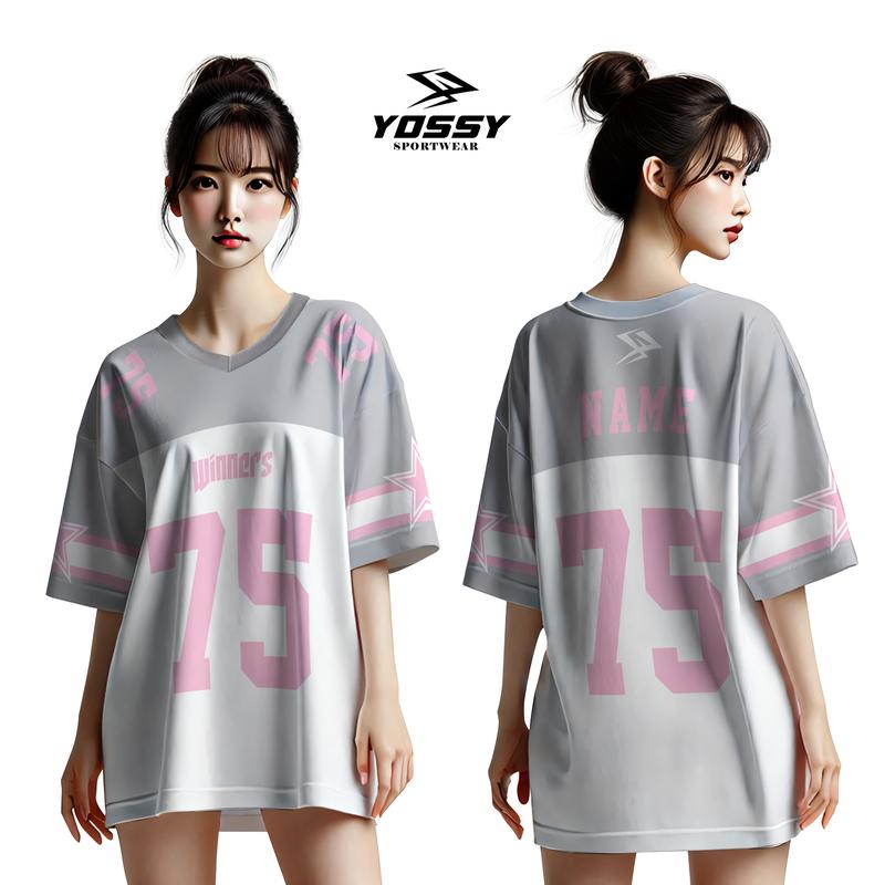 Product Introduction of Kaos Jersey Casual Oversize Putih Merah Abu-Abu Fullprint - Sport, Atasan 1