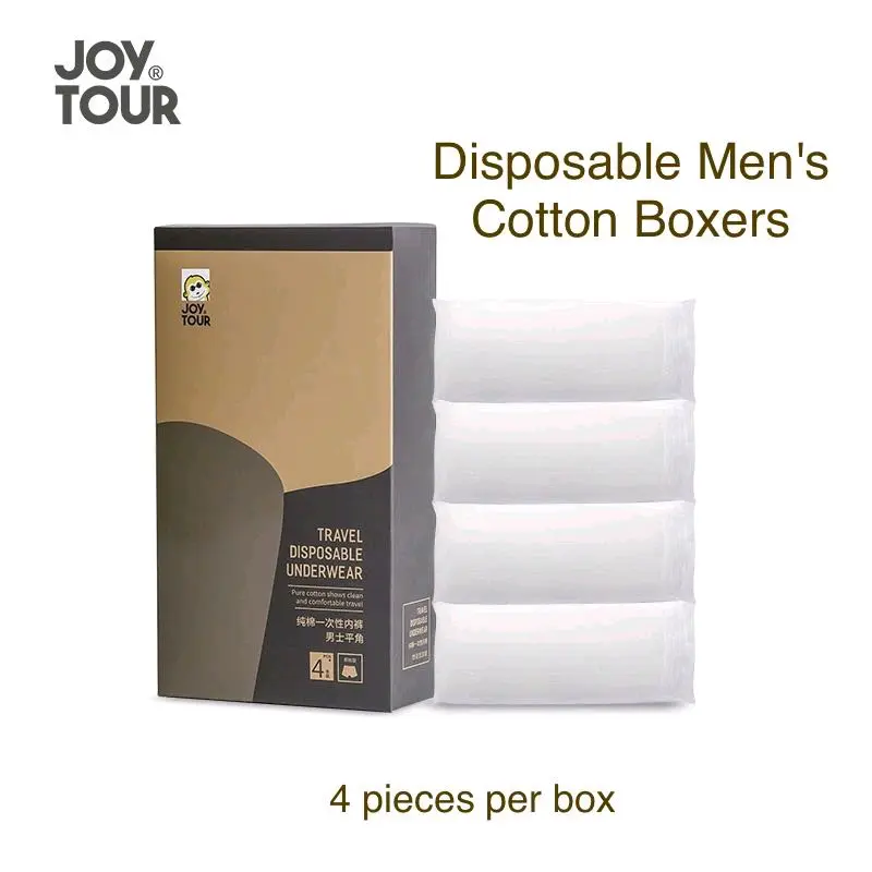 JOY TOUR Disposable Men's Boxer Briefs Travel Daily Underwear 100% Cotton