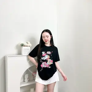 METFORYOU Kaos Wanita Oversize Katun - Kitten Planet Cat