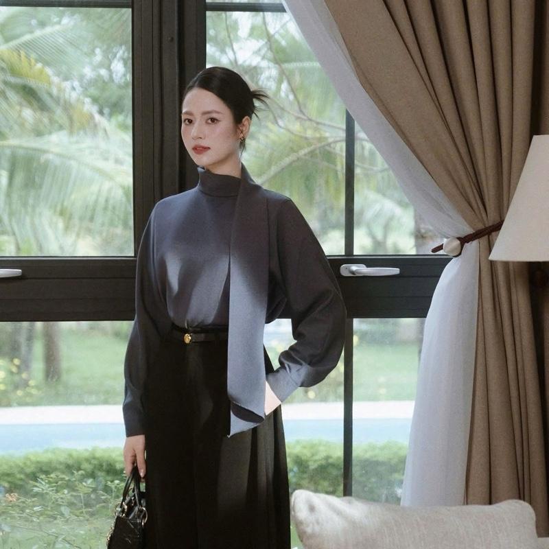  ÁO SƠ MI TAY DÀI CỔ DÂY THẮT NƠ CHẤT DÀY PHONG CÁCH TRẺ TRUNG - Hân Linh shop 