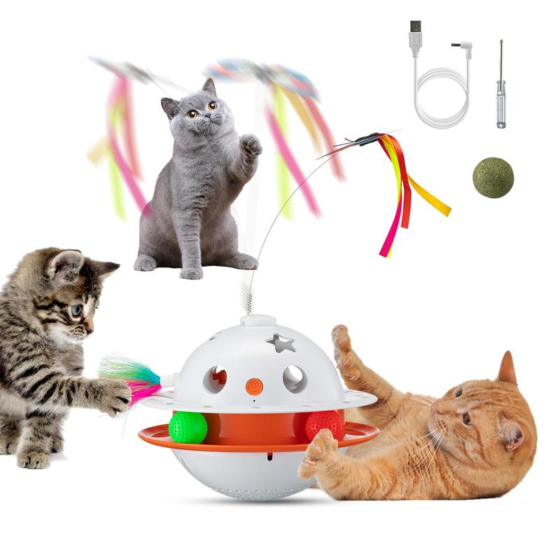 TikTok Shop Variant 1 4 in 1 Automated Interactive Cat Toy Fluttering Butterfly Random Ambush Feather Catnip Balls Smart Indoor Cat Entertainment Dual Power