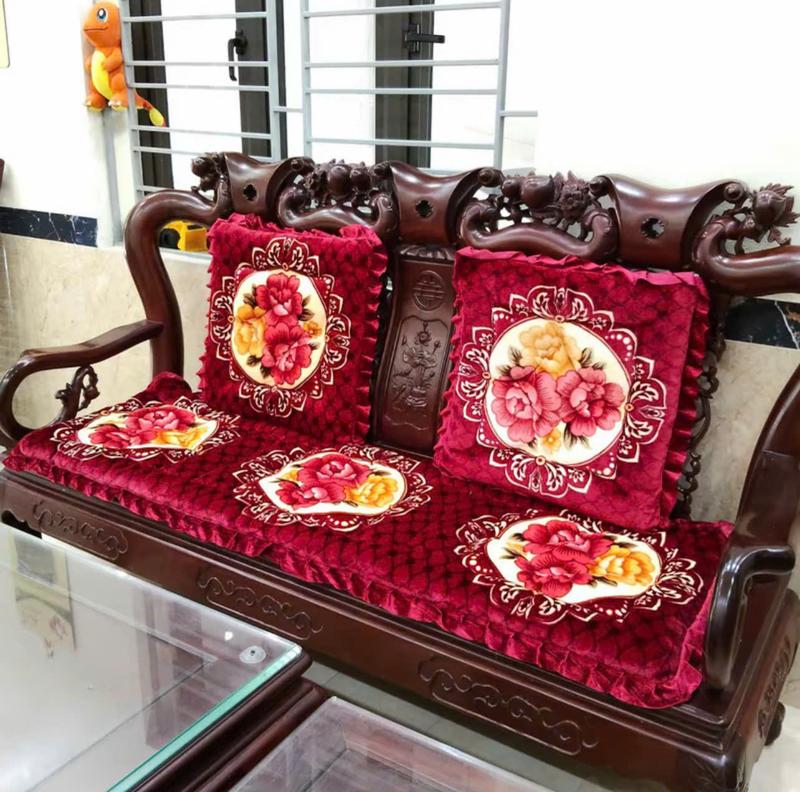 Đệm ghế thảm trải ghế gỗ gồm 3 tấm Đủ Màu x Đủ Kích Thước chất liệu dày dặn Sang Trọng Lịch Sự 1 tấm Dài + 2 tấm Ngắn