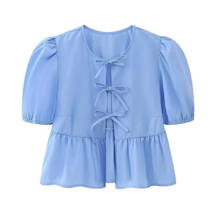 Blouse Zea Anak Perempuan Aksen Pita Cantik/ Atasan Anak Perempuan Polos Simple Fashion Trendy