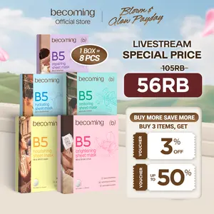 [SPECIAL LIVE] becoming B5 Sheet Mask 25ml | Masker Wajah | Sheet Mask | Face Mask | Melembapkan dan Mencerahkan | Kulit Wajah Bercahaya | Niacinamide | Witch Hazel | Panthenol | Hydrating | Brightening | Revitalizing | Glowing