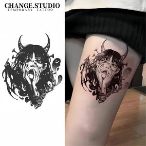 รอยสักชั่วคราว ดีไซน์ผู้หญิงปีศาจ ติดทนนาน 15 วัน กันน้ำและทนต่อการสะท้อนแสง สติ๊กเกอร์รอยสัก