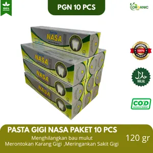 NASA Pasta Gigi Paket 10 PCS - Menghilangkan Bau Mulut & Merontokan Karang Gigi - 120 gr - Halal & COD - Original Organic