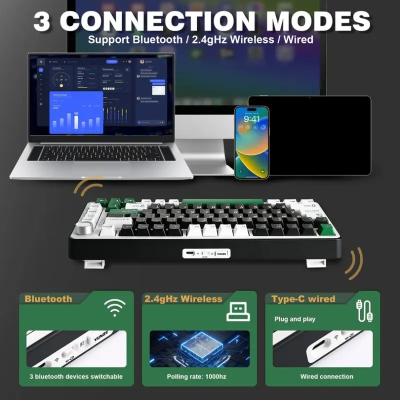 Yunzii B75 / B-75 Pro Mechanical Keyboard Gasket Wireless 3in1 Connection 2