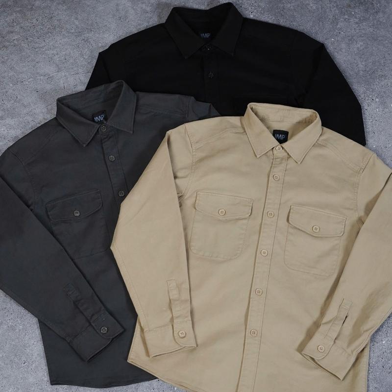   XẢ HÀNG  - IMP - Áo sơ mi Kaki nam phong cách Workwear bụi bặm - Vải Kaki đặt dệt riêng dày dặn mềm mại co dãn nhẹ - Workshirt Menswear 