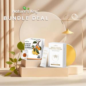 【Bundle Deal④】Nature's key Halal White Tomato Collagen Powder+Loquat & Pear Gummies,Whitening Supplement, Cough Relief and Phlegm-Reducing Supplement glowing skin
