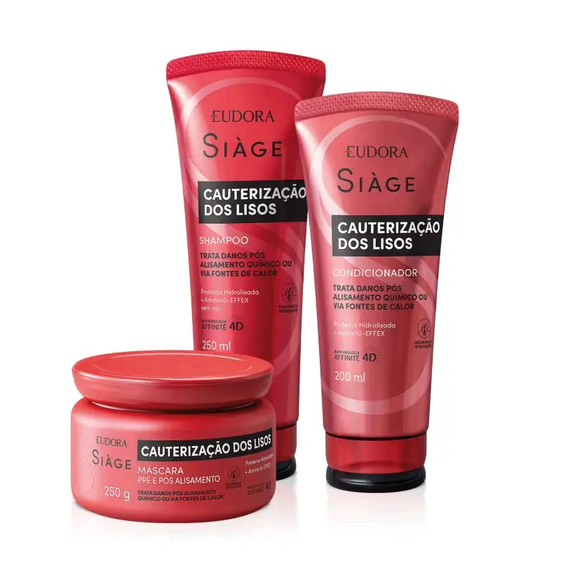 Combo Siàge Eudora Cauterização dos Lisos: Shampoo 250ml + Condicionador 200ml + Máscara Capilar 250g