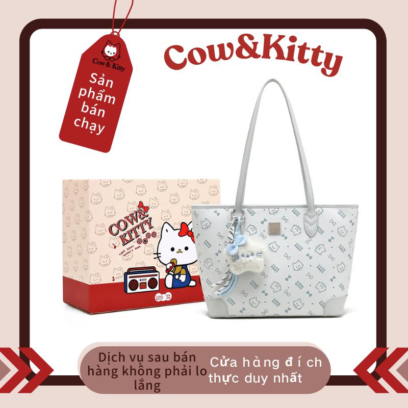 Túi Tote Phổ Biến Da Bò & Kitty, Màu Xanh Nhạt Kẹo Ngọt, Túi Đeo Vai, Phù Hợp Với Bé Gái Mọi Lứa Tuổi, Quyến Rũ Dễ Thương