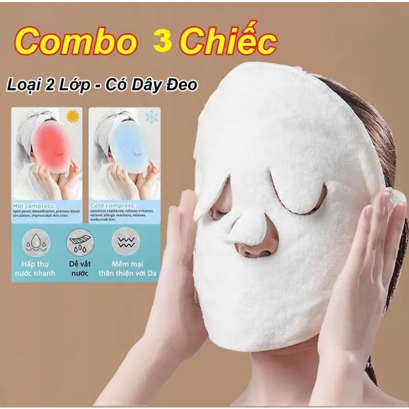 Combo 3 Chiếc Khăn chườm nóng mặt 2 Lớp dày dặn - khăn mặt nén nóng SPA dưỡng…