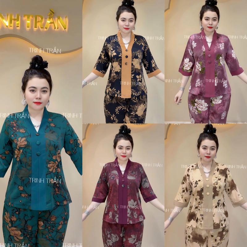  Đồ bộ trung niên cho mẹ cho bà mẫu BÀI LAI ÁO BÔNG QUẦN BÔNG thiết kế sang trọng món quà ý nghĩa tặng mẹ tặng bà. 