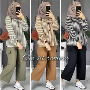 12.12 SALE SETELAN SALUR PREMIUM ATASAN KEMEJA BAWAHAN CELANA CARGO BAHAN LEMBUT TEBAL KEKINIAN