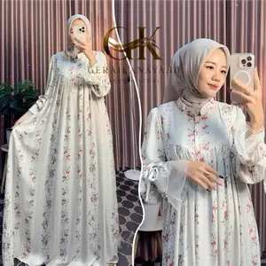 Series Raya Kanaya Vol.3 Gamis Jumbo Bahan Rayon Kancing Depan Busui Mix Tile LD 110-125 by Geraikanaya.id