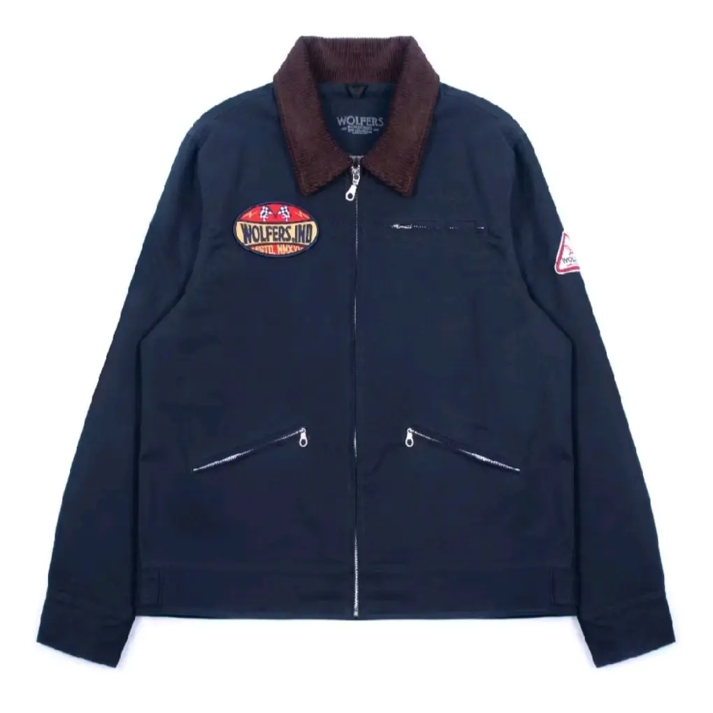 Work Jaket Vintage Heavenav Kanvas Twil Navy  Pria Wanita Blazer Distro Tebal Keren Casual Parka Kerja Unisex Kain Kombinasi Nyaman Canvas Panjang Katun Atasan Kancing Custom jaket biru