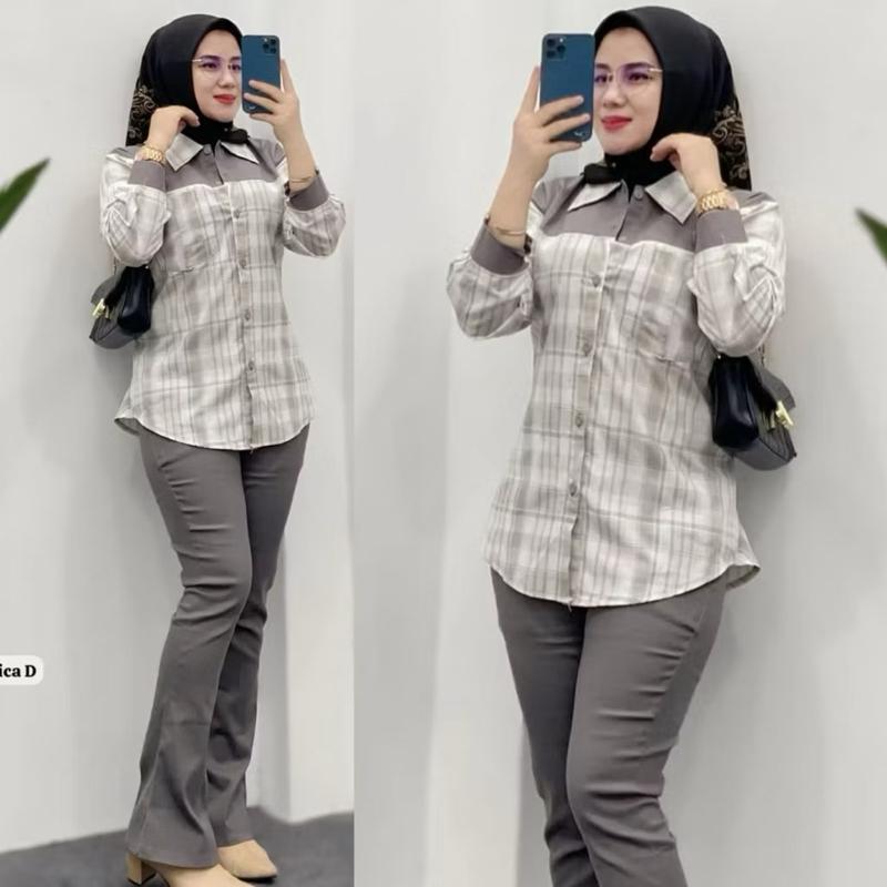 ready stock • SOFIA SET BY MARSELLA / FRANS / SANIYA / setelan kemeja katun + celana cutbray / set wanita kekinian