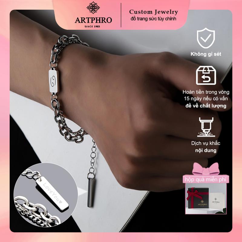   khắc  ARTPHRO Vòng Tay Cung Hoàng Đạo Dành Cho Nam Và Nữ Được Làm Bằng Thép Titan 