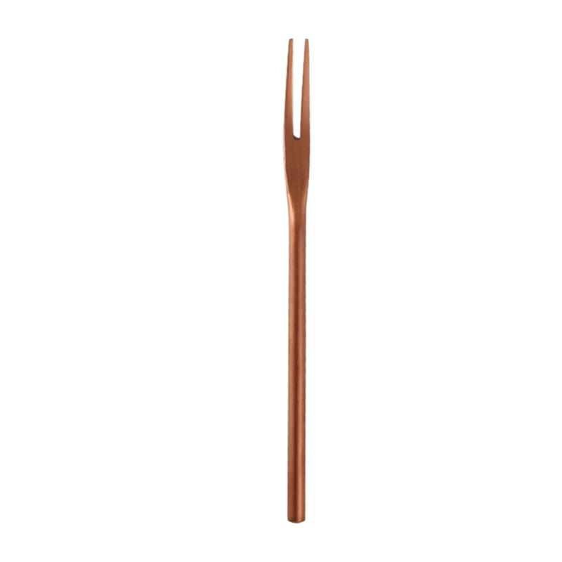 Product Introduction of 304 stainless steel sanding solid fruit fork long handle round handle moon cake dessert cake 2 tooth fruit stick 5