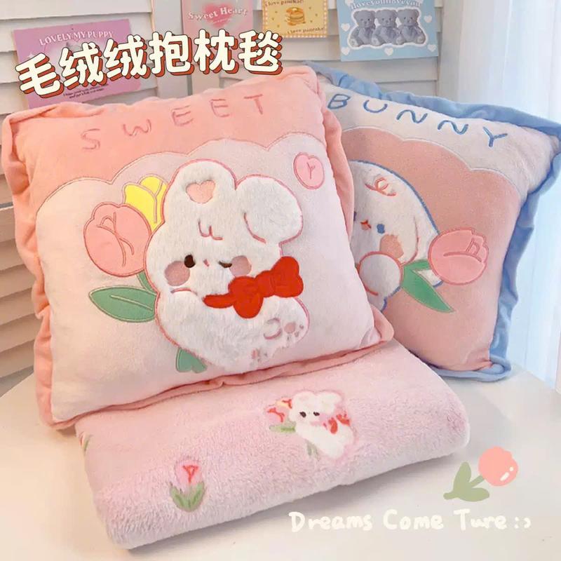  ANVIHOME Bộ Chăn Gối Vuông Hình Thú 3in1 Có Phân Loại Kèm Chăn Lớn 2m - Gấu Bông Thỏ Cáo Vịt Gấu Cừu Hoa Quả Vuông Kèm Chăn Tiện Lợi Dễ Thương 