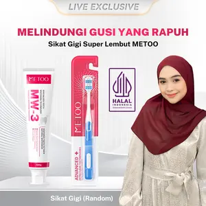 [DOKTIF  Exclusive] METOO Extra Clean Bundle-BPOM- Gigi Putih / Bebas Sensitif / Bebas Karang Gigi / Pasta Gigi Probiotik  / Gusi Sensitif / Membersihkan Noda Gigi MW-3 Pasta Gigi Advance whitening 100g + Sikat Gigi Extra Clean
