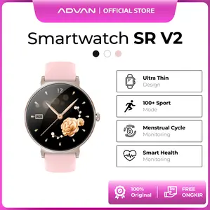 ADVAN Smartwatch SR V2 AI Voice Assistant Wireless Bluetooth Call IP68 Waterproof Ultra Thin Mens Monitoring Support Strava & Google Fit One Click Health