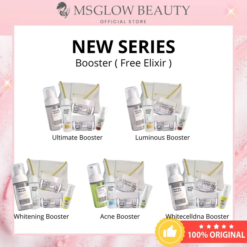 MS GLOW PAKET WAJAH  NEW PACKAGE BOOSTER SERIES - PAKET WAJAH NEW SERIES + ELIXIR 1