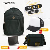Gambar COMBO Super Hemat Ransel Pria Buy 1 GET 4 Topi Dompet Slempang-PG BUNDLING 08 - PG BUNDLING 08 - A dari Pege.id Kota Surabaya 3 Tokopedia