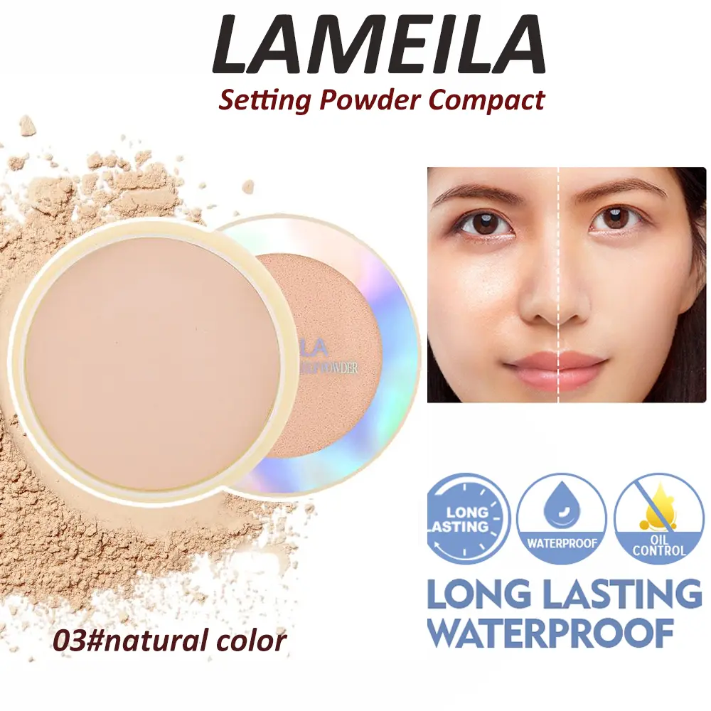 LAMEILA-Phấn Nền Kiểm Soát Dầu Không Thấm Nước, Kem Che Khuyết Điểm Tự Nhiên, Phấn Phủ Đạt Độ Che Phủ Cao, Lâu Trôi, Không Thấm Nước, Chống Mồ Hôi, Chống Chuyển, 3 Màu