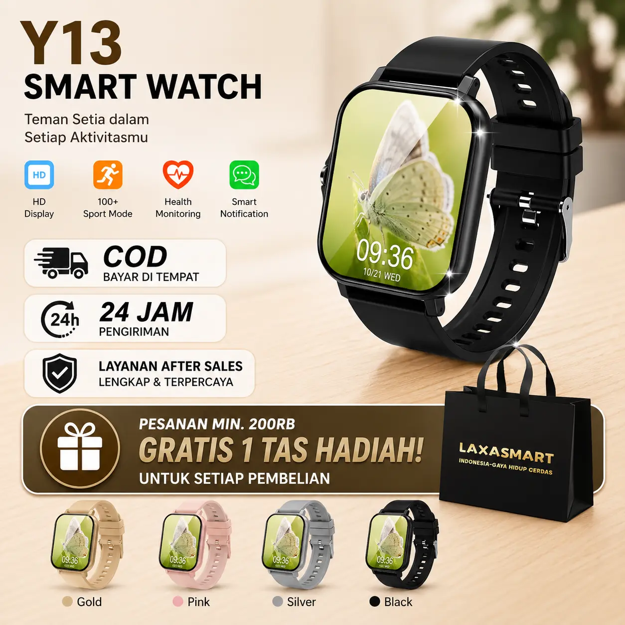 Smartwatch Sport  Layar  1.83" HD Touchscreen -  Jam tangan Bisa Terima/Tolak Telepon, Monitor Tidur & Detak Jantung, Pedometer, Bluetooth - Baterai Tahan 7 Hari, Hadiah Unisex Cocok untuk Pria dan Wanita (Kompatibel iPhone & Android),Smartwatch Sport Y13