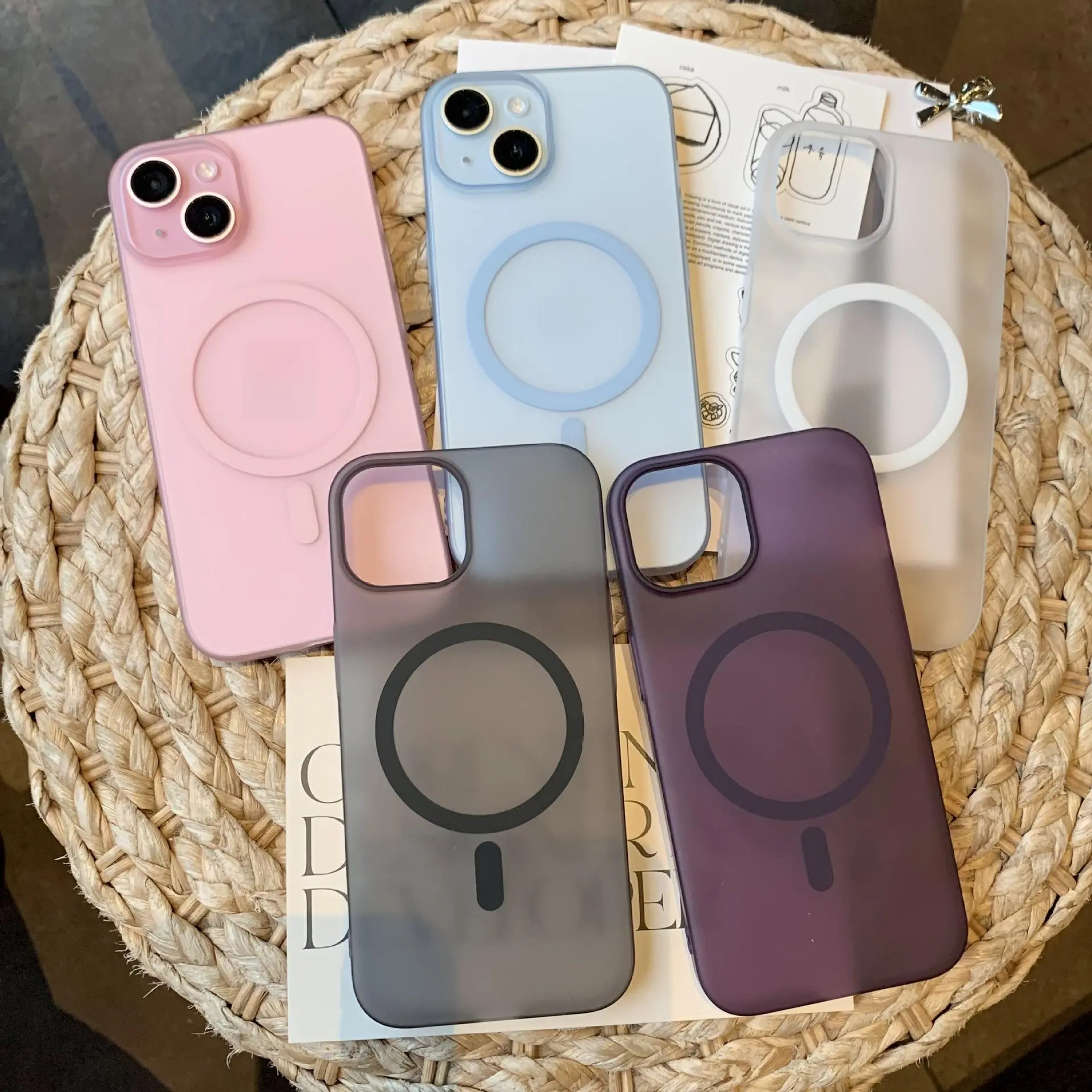 casing iphone  Sarung Silikon Lembut, Magsafe-iPhone, Anti-Kesan, Penutup Bumper Magnetik Lutsinar, Serupa dengan Iphone15, 14 plus, 13, 12, 11 Pro, Sarung Telefon Matte Ultra Nipis Kabus Ais casing iphone 11 Case casing boleh letak gambar