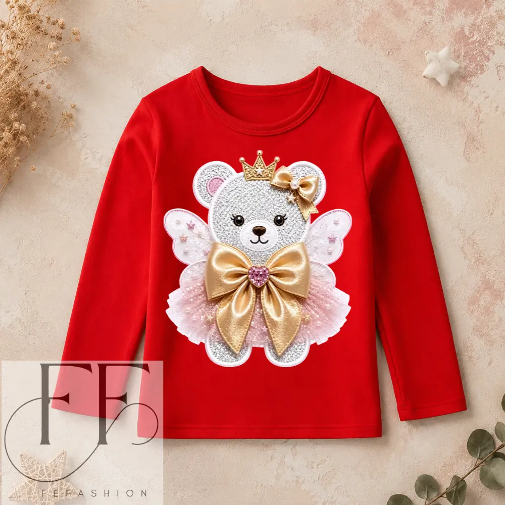 Kaos Anak Lengan Panjang BONEKA PITA Pink Usia 2-16Tahun