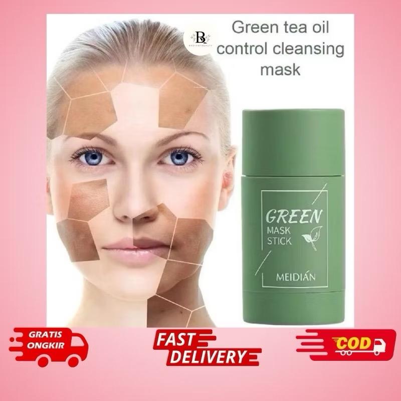 [ COD ] MEIDIAN Green Mask Stick 100% Original Masker Wajah Green Tea Pembersih komedo Hidung & Wajah 7