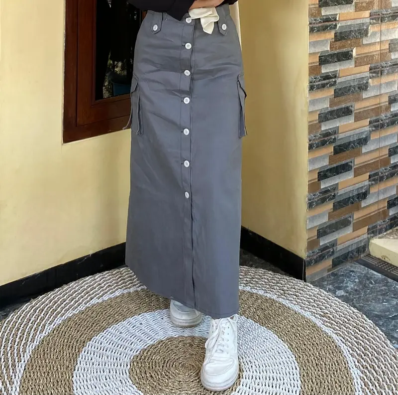 ROK CARGO SPAN TWILL WANITA TERBARU / ROK  CARGO TWILL COMBED STRETCH KANCING 7