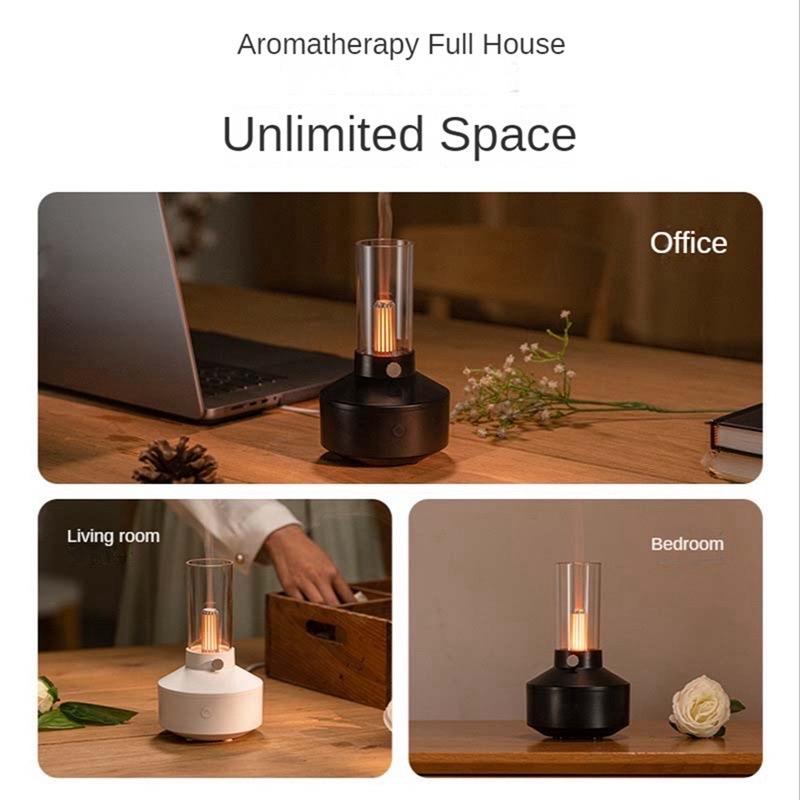 Retro Diffuser Humidifier | 2-Stage Nightlight | Therapeutic Candlelight Mood Enhancer | Essential Oil 2