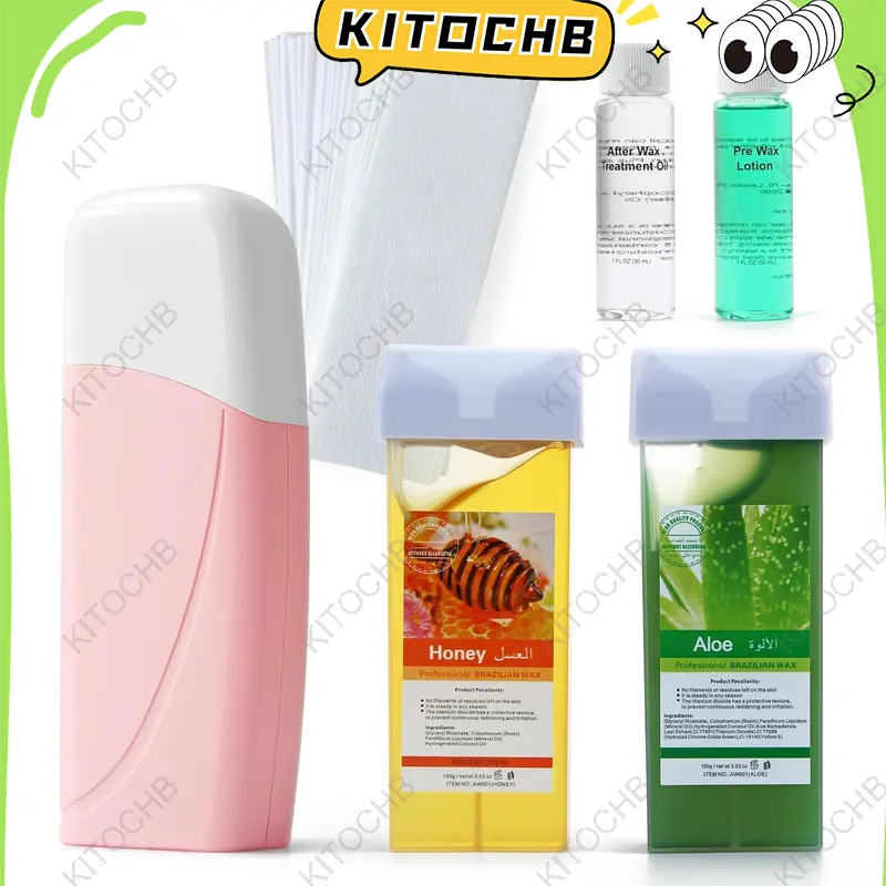 KITOCHB Depilatory Wax Roller Cartridge for Body Face Hair Removal Painless 150g Wax Beads