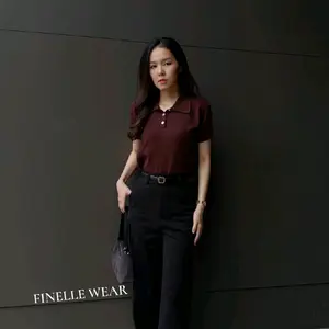 Merci Soft Knit Top - finellewear - Atasan Polo wanita Lengan pendek