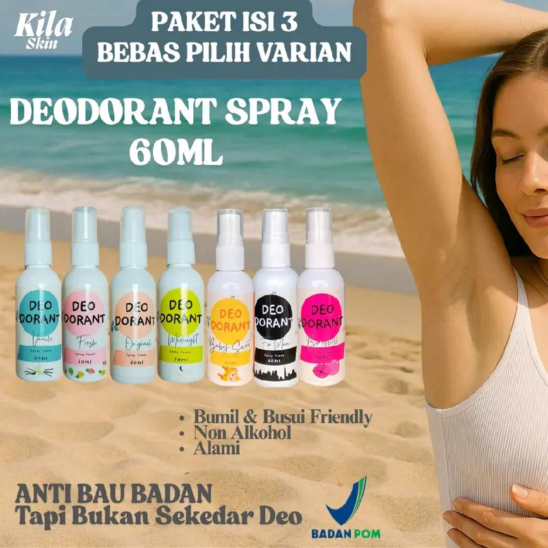 (BPOM) DAPAT 3 DEODORANT ORIGINAL SPRAY TAWAS 60ML MENCERAHKAN KETIAK MENGHILANGKAN BAU BADAN Wangi DEODORANT SPRAY PENGHILANG BAU KETIAK PENCERAH KETIAK DEODORANT SPRAY MENCERAHKAN DEODORANTS TAWAS Antiperspiran Non Alkohol Anti-Keringat 1